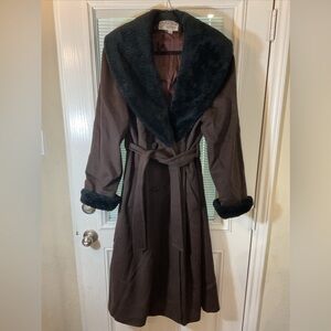 Gallery Womens Brown Long Sleeve Collared Double-Breasted Trench Coat Size 10